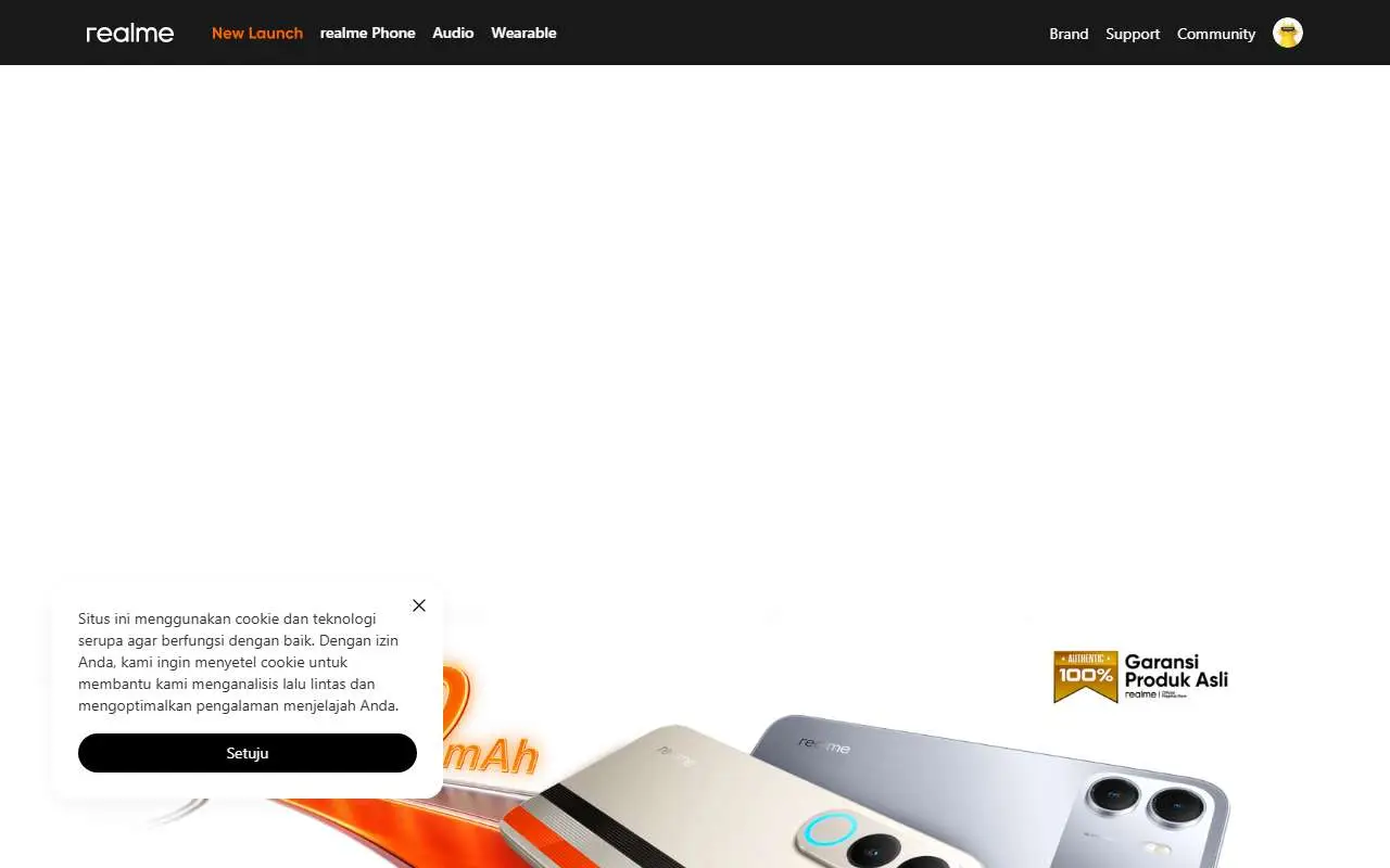 Tampilan website resmi realme Indonesia (realme.com)