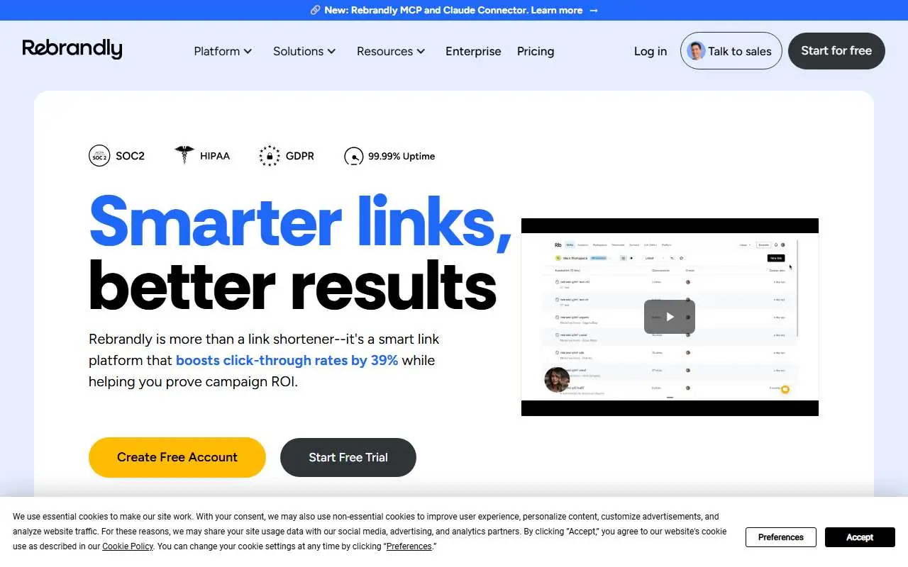 Tampilan website resmi Rebrandly (rebrandly.com)