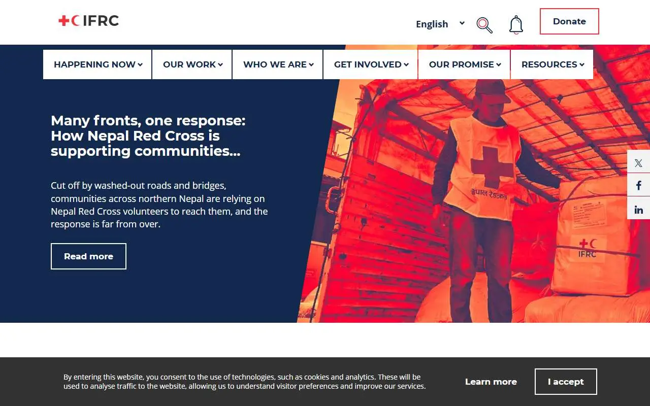 Tampilan website resmi IFRC (ifrc.org)