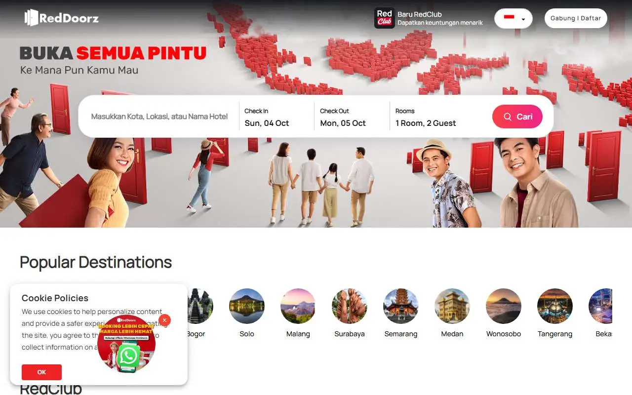 Tampilan website resmi RedDoorz (reddoorz.com)