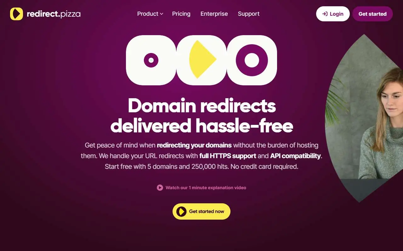 Tampilan website resmi Redirect.pizza (redirect.pizza)