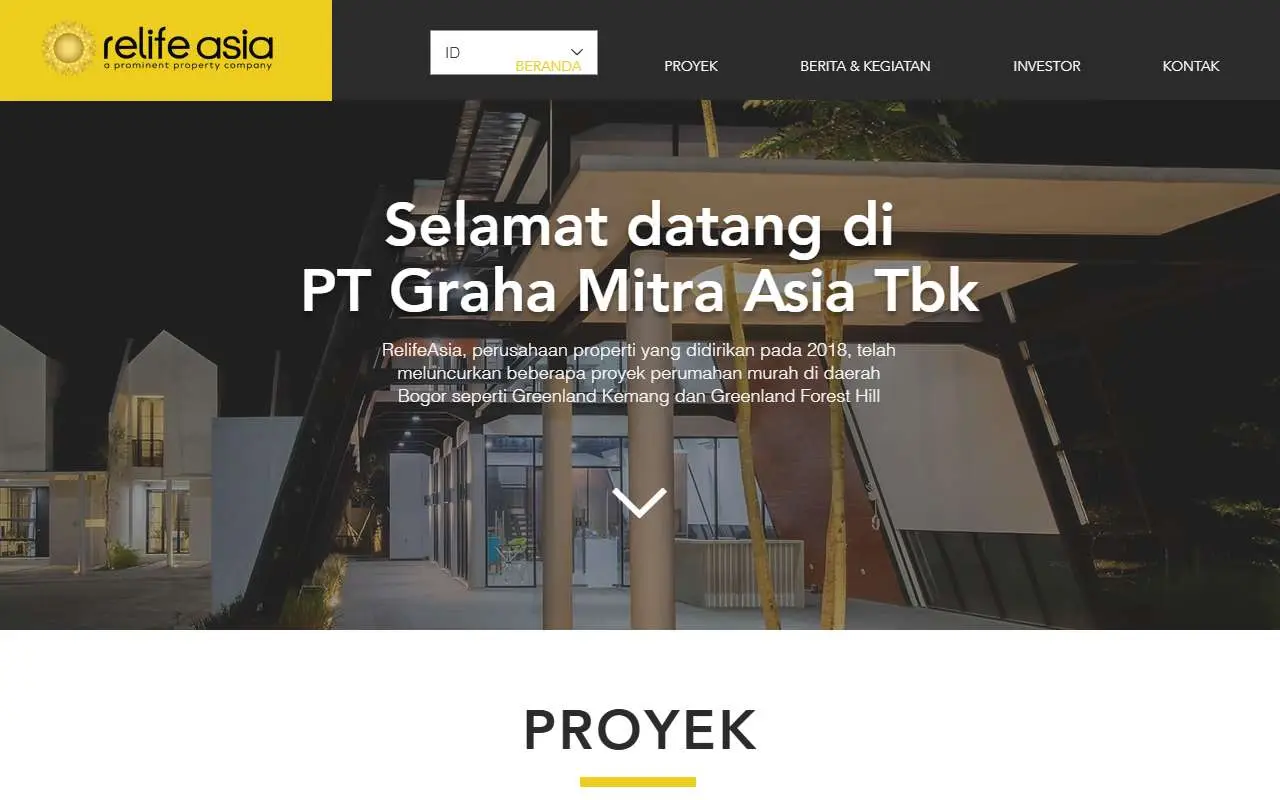 Tampilan website resmi Graha Mitra Asia (relifeasia.com)