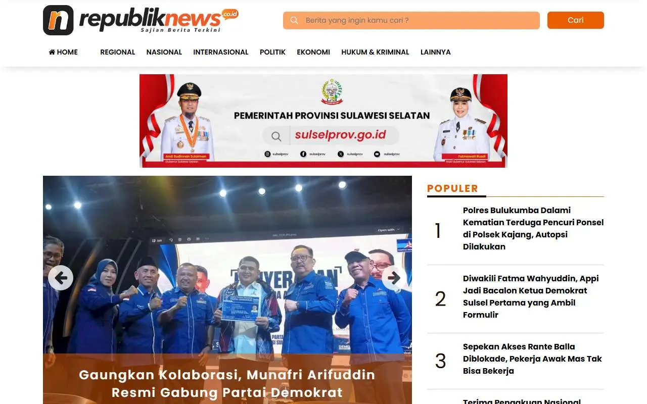 Tampilan website resmi Republiknews (republiknews.co.id)