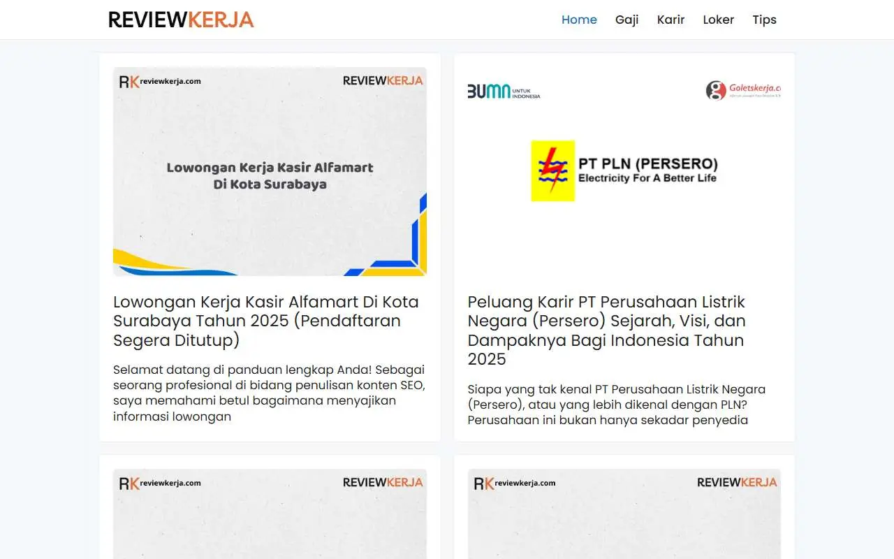 Tampilan website resmi Reviewkerja (reviewkerja.com)