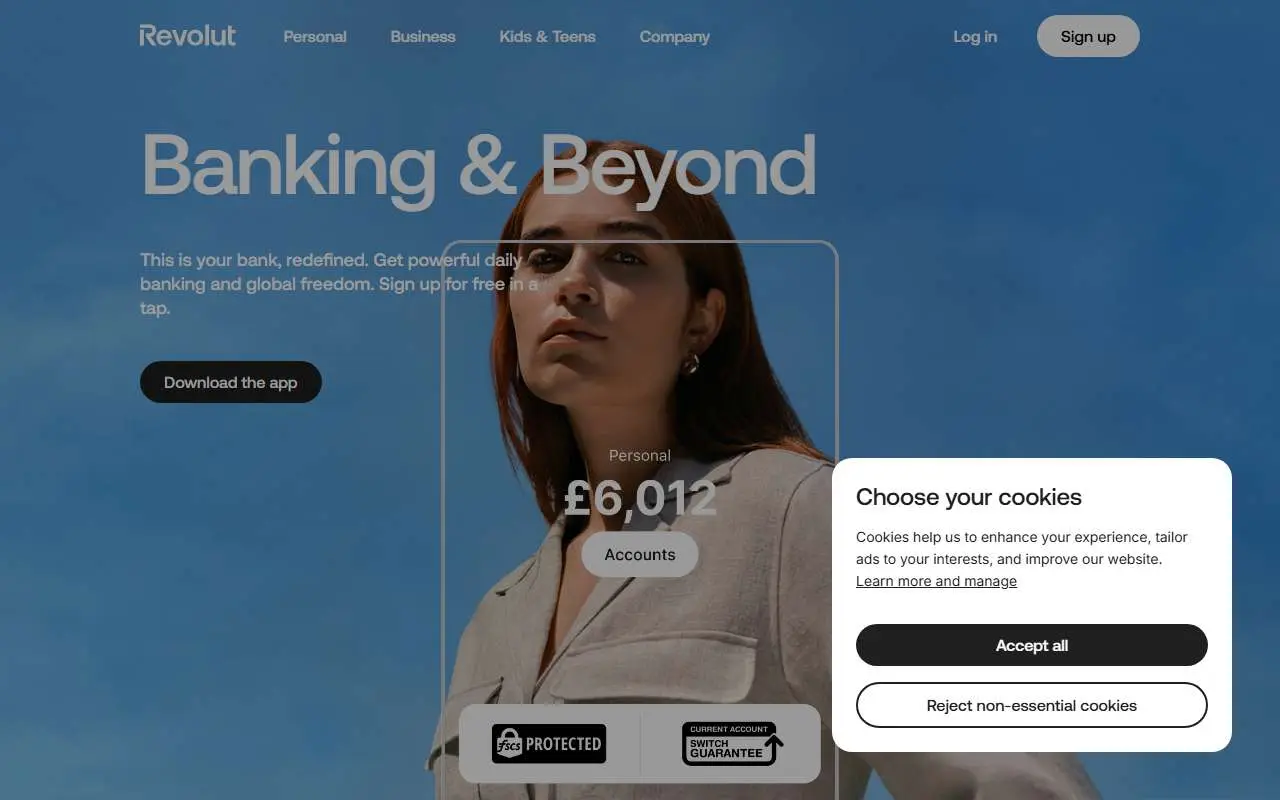 Tampilan website resmi Revolut (revolut.com)