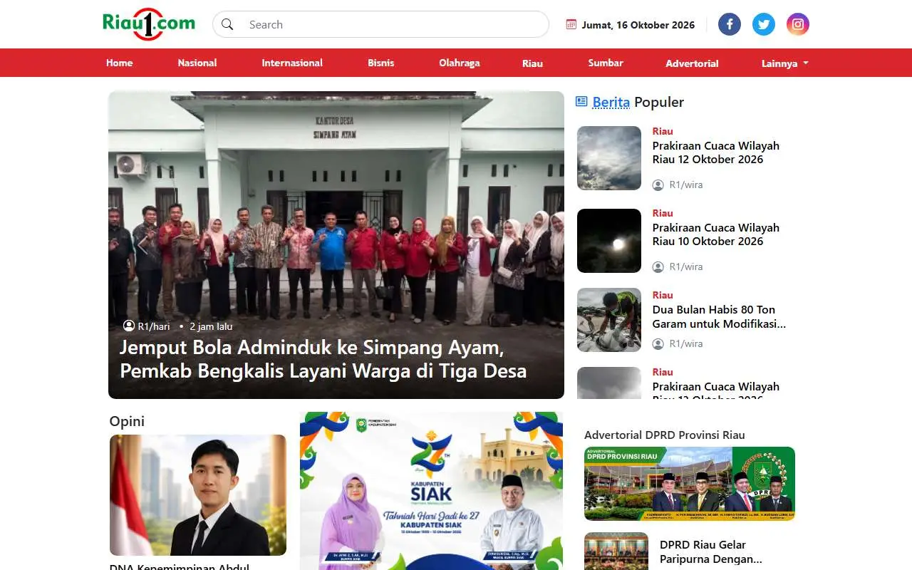 Tampilan website resmi Riau1 (riau1.com)