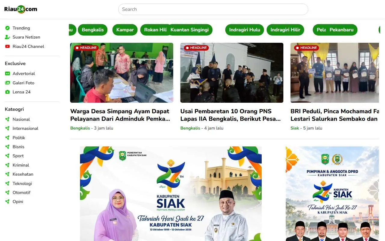 Tampilan website resmi Riau24 (riau24.com)