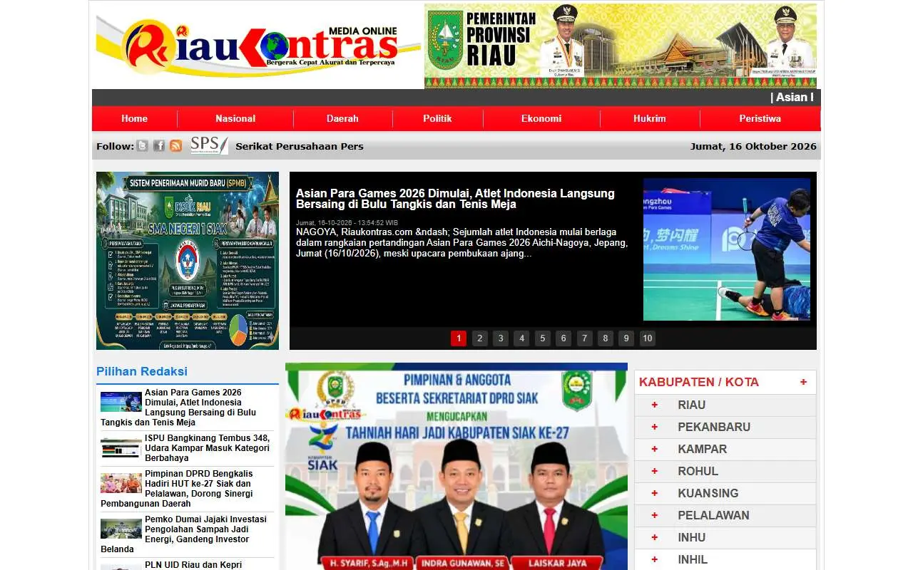 Tampilan website resmi Riau Kontras (riaukontras.com)