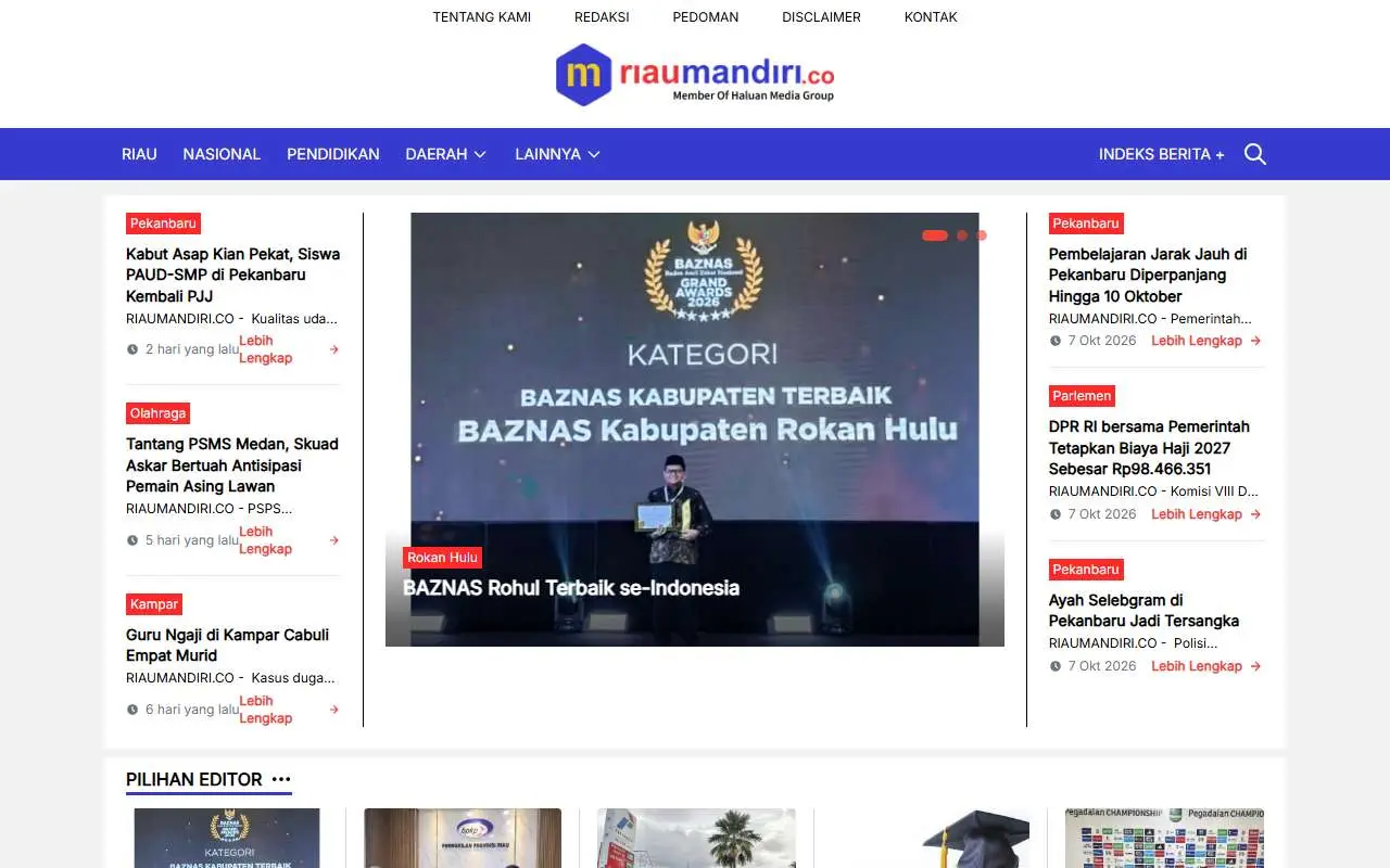 Tampilan website resmi Riau Mandiri (riaumandiri.co)