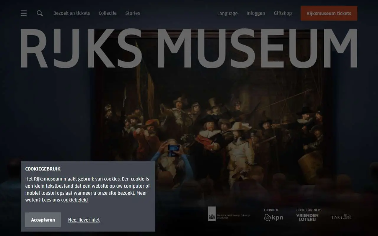 Tampilan website resmi Rijksmuseum (rijksmuseum.nl)