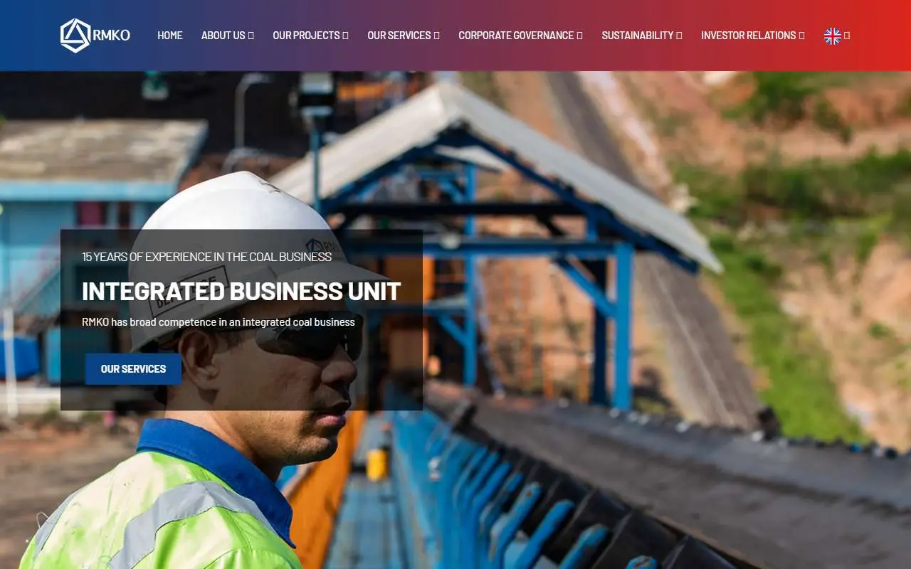 Tampilan website resmi Royaltama Mulia Kontraktorindo (rmko.co.id)