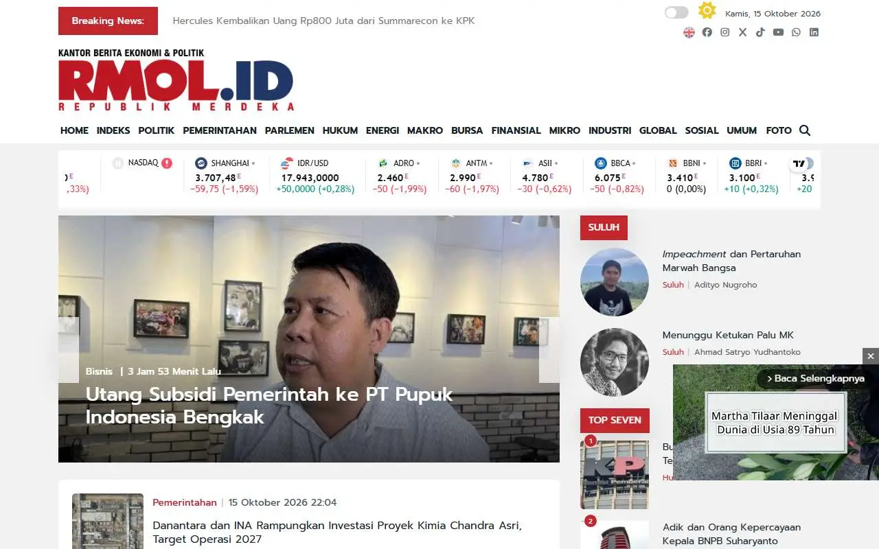 Tampilan website resmi RMOL (rmol.id)