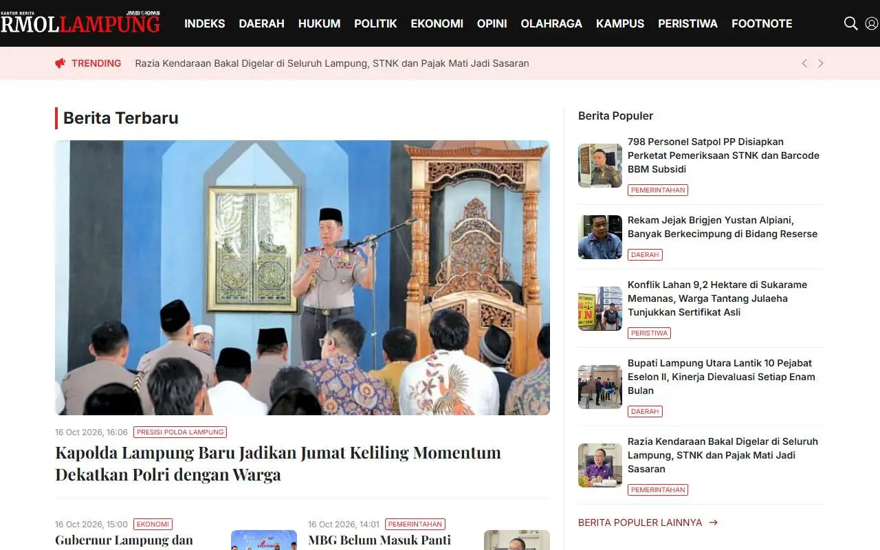 Tampilan website resmi Rmollampung (rmollampung.id)