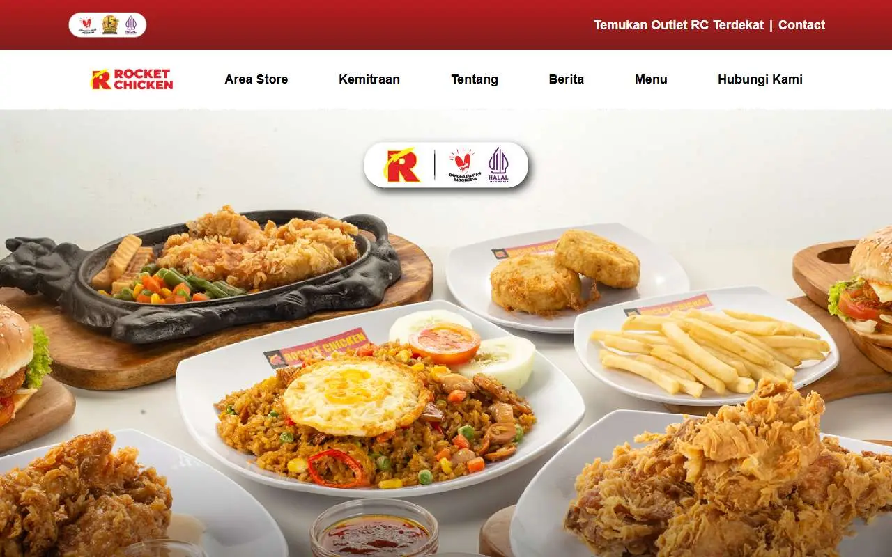 Tampilan website resmi Rocket Chicken (rocketchicken.co.id)