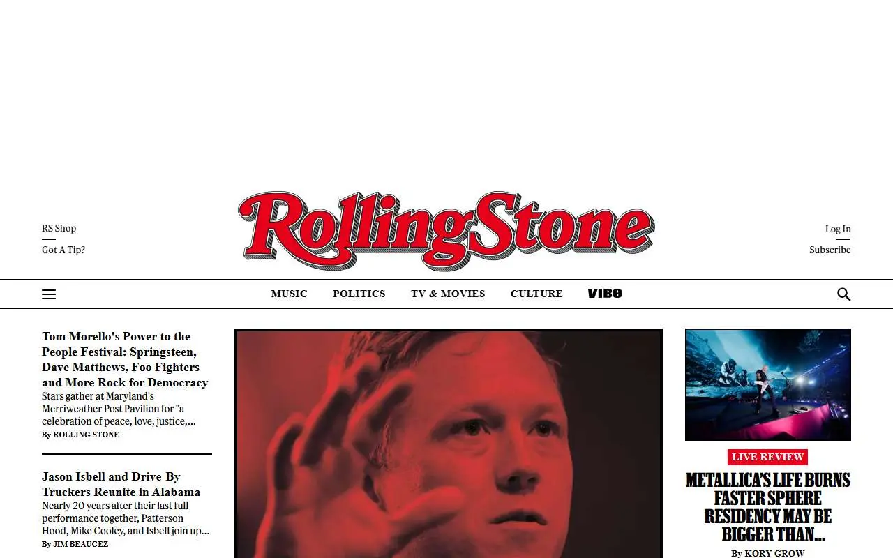 Tampilan website resmi Rolling Stone (rollingstone.com)