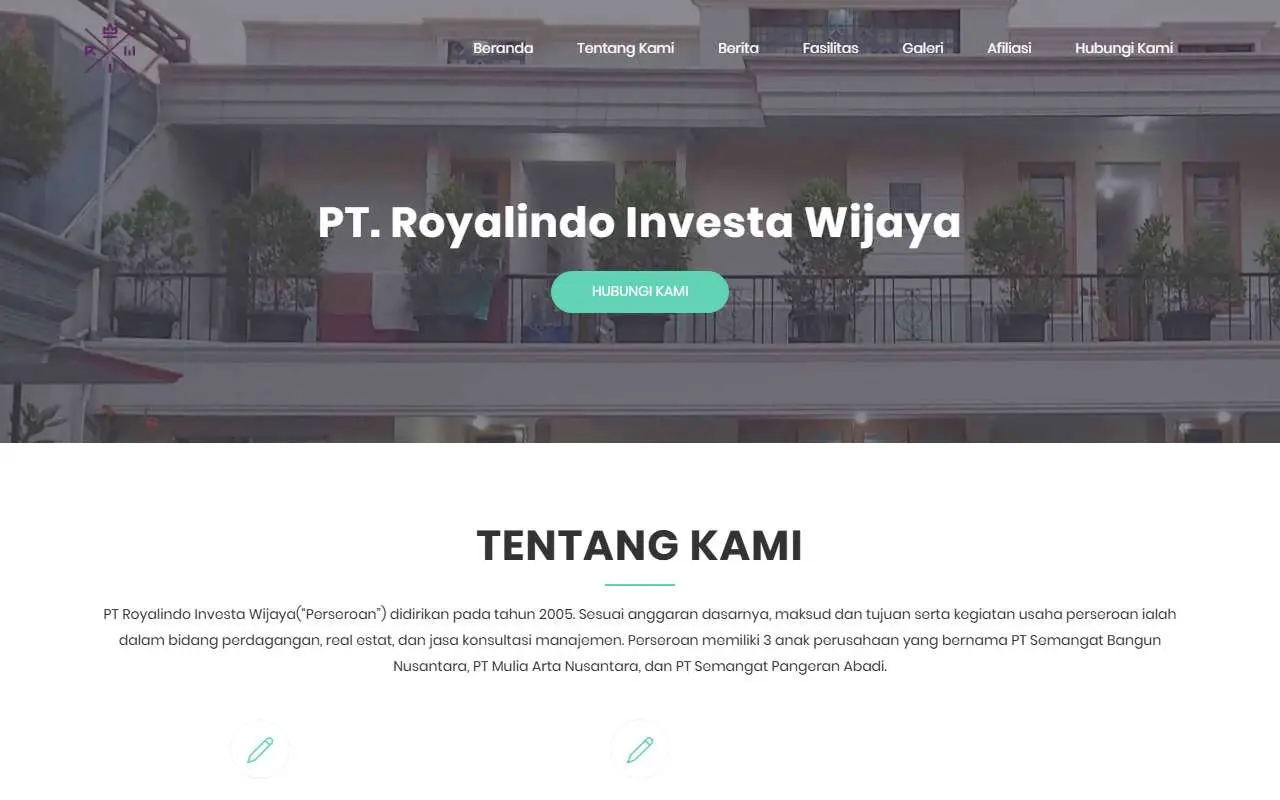 Tampilan website resmi Royalindo Investa Wijaya (royalindo.id)
