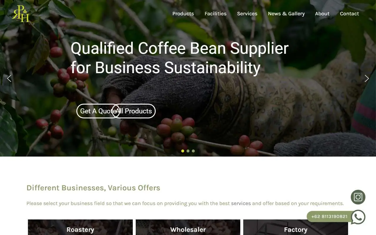 Tampilan website resmi Royal Pacific Harvest (royalpacificharvest.com)