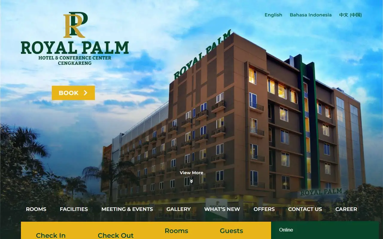 Tampilan website resmi Royal Palm Hotel (royalpalmjakarta.com)