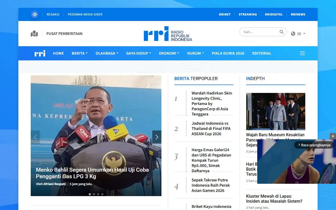 Tampilan website resmi RRI (rri.co.id)