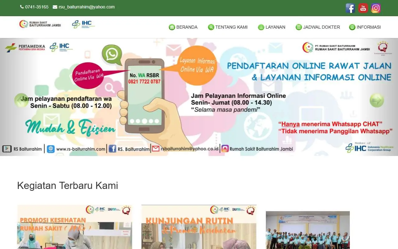Tampilan website resmi Baiturrahim Hospital (rs-baiturrahim.com)