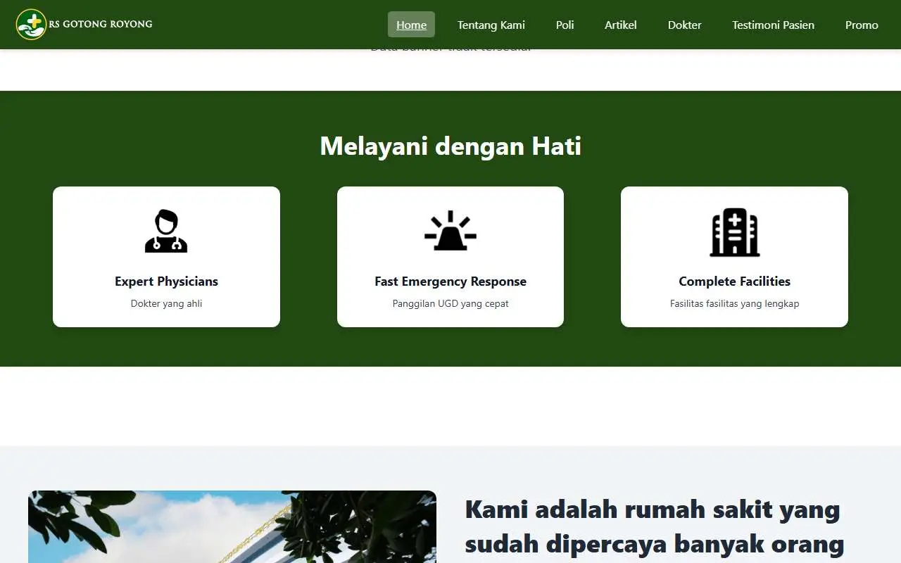 Tampilan website resmi RS Gotong Royong (rsgotongroyong.com)