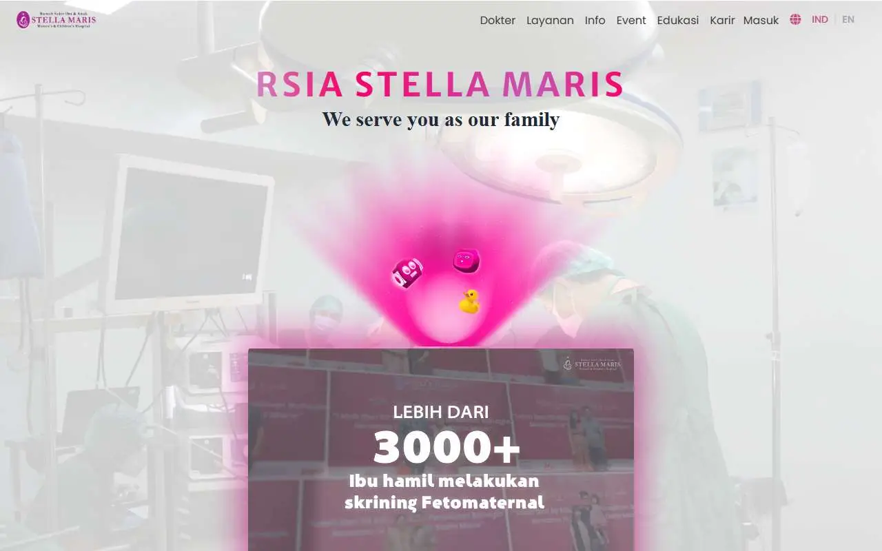 Tampilan website resmi RS Ibu dan Anak Stella Maris (rsiastellamaris.com)