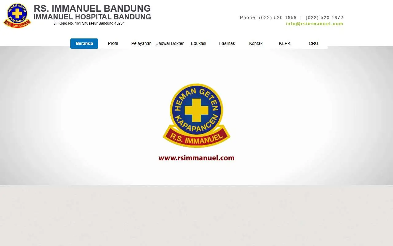 Tampilan website resmi RS Umum Immanuel Bandung (rsimmanuel.com)