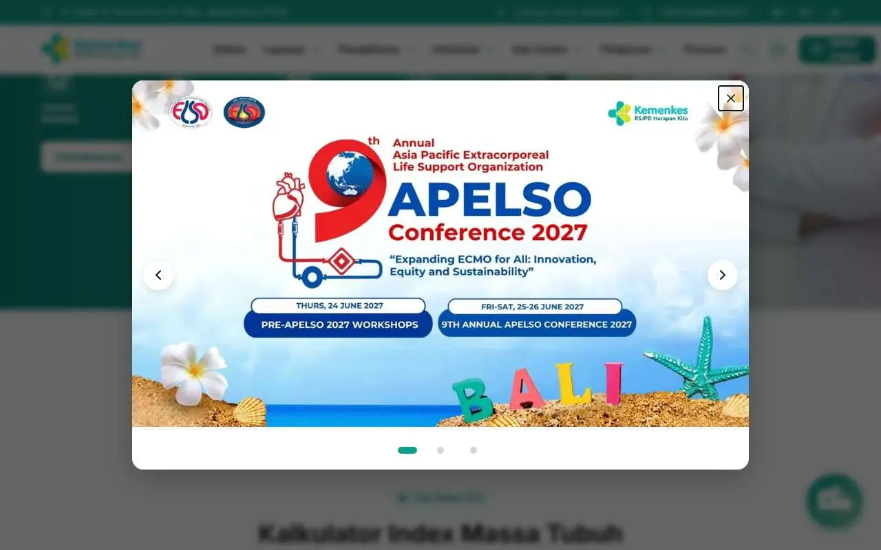 Tampilan website resmi RS Jantung Harapan Kita (pjnhk.go.id)