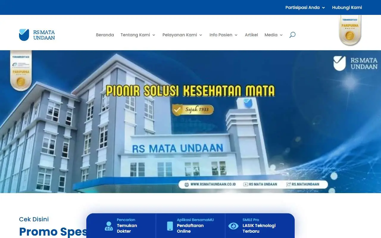 Tampilan website resmi RS Mata Undaan (rsmataundaan.co.id)