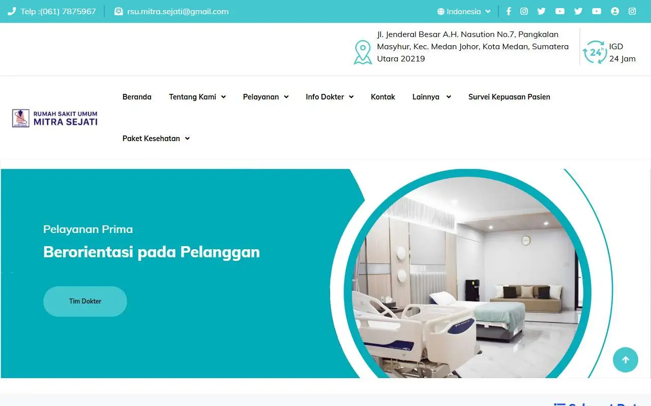 Tampilan website resmi RS Umum Mitra Sejati (rsmitrasejati.com)