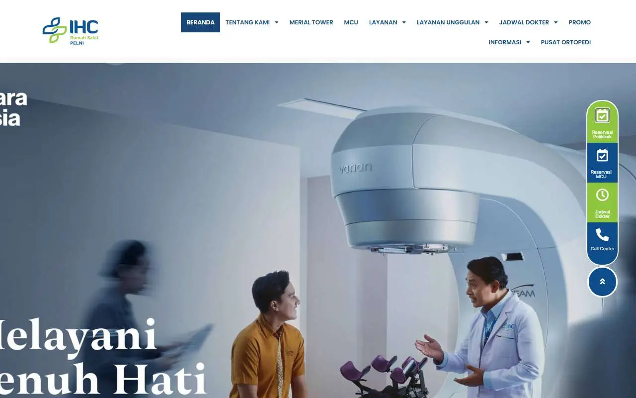 Tampilan website resmi RS Umum Pelni Petamburan (rspelni.co.id)