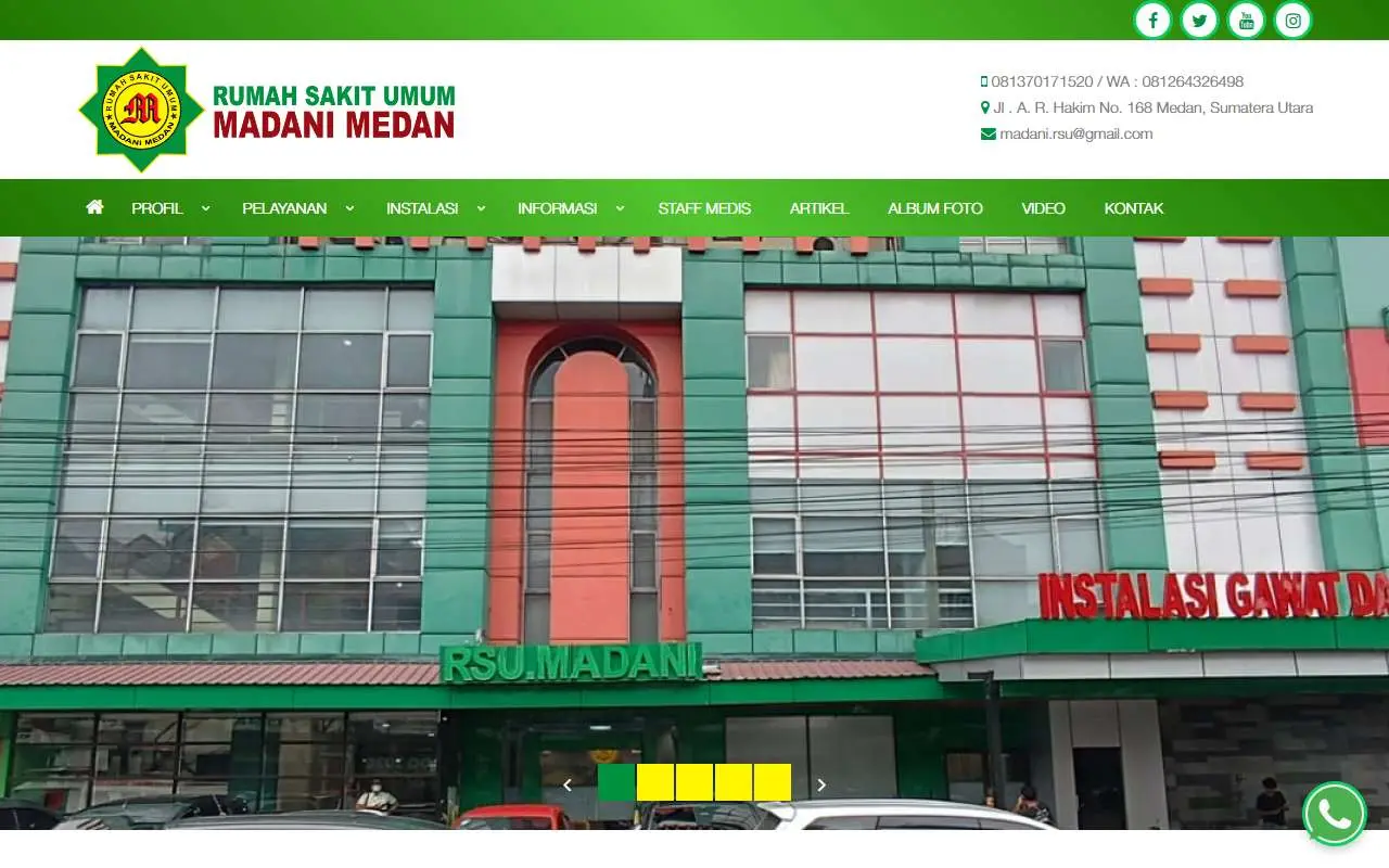 Tampilan website resmi RS Umum Madani (rsu-madani-medan.com)