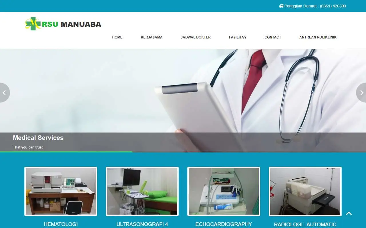 Tampilan website resmi Rumah Sakit Manuaba (rsumanuaba.com)