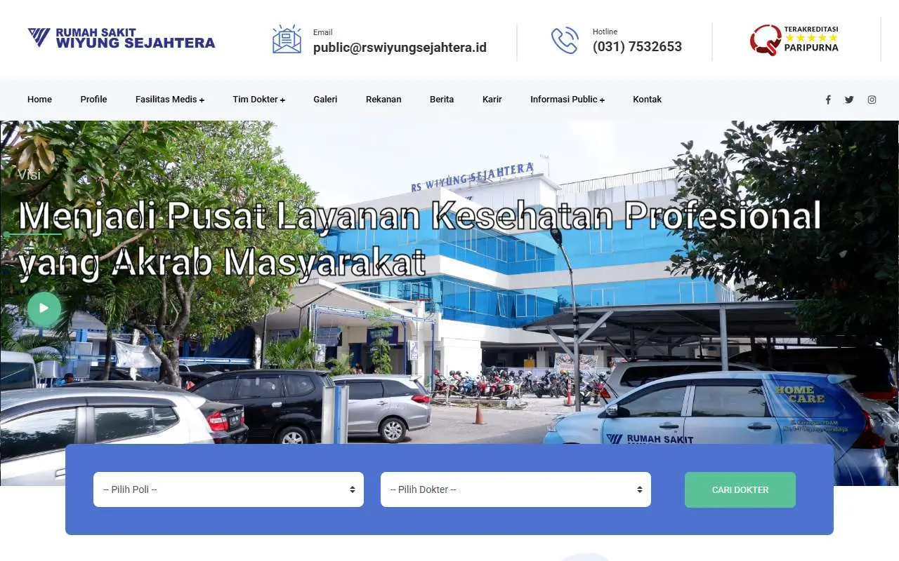 Tampilan website resmi RS Wiyung Sejahtera (rswiyungsejahtera.id)