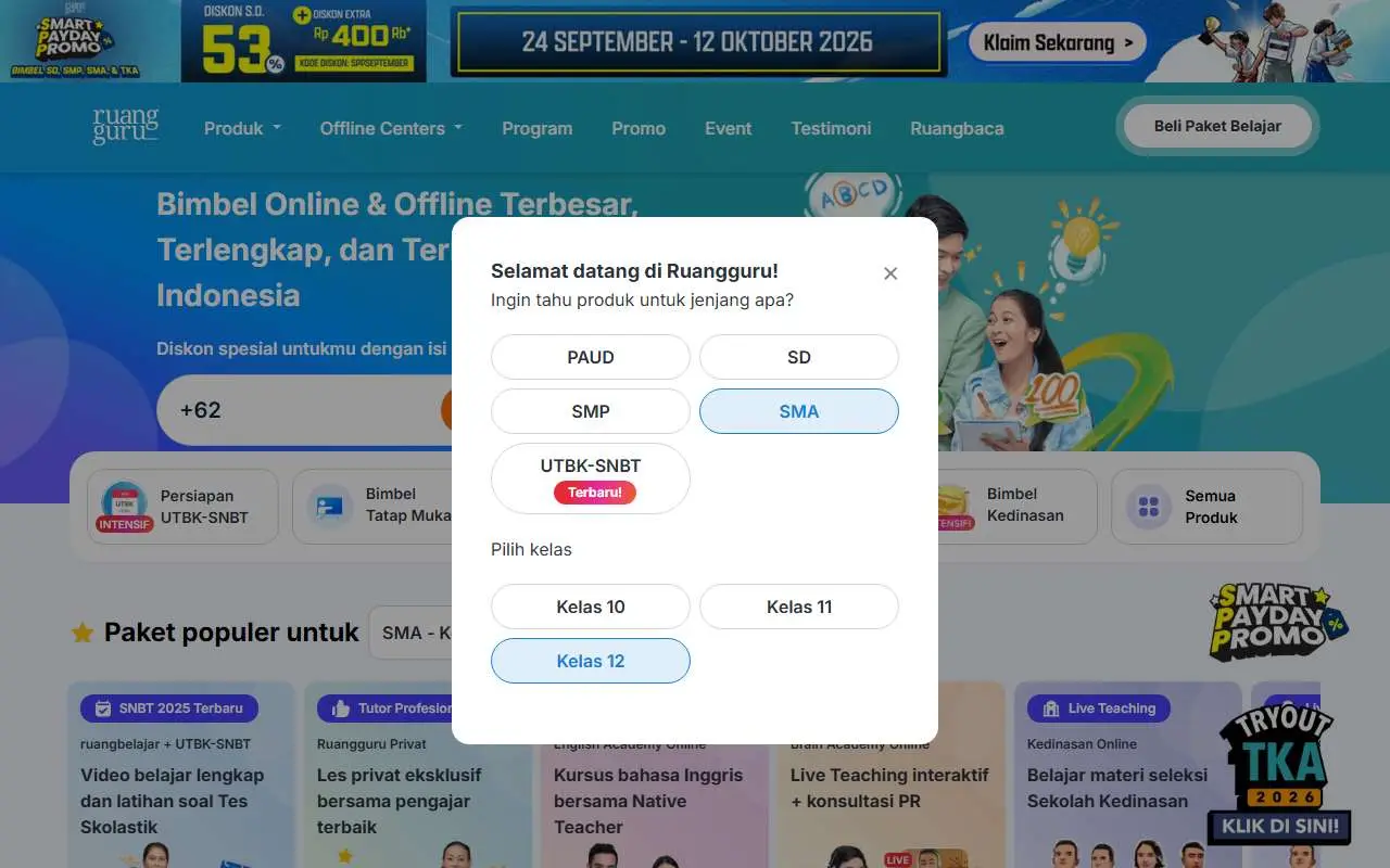 Tampilan website resmi Ruangguru (ruangguru.com)