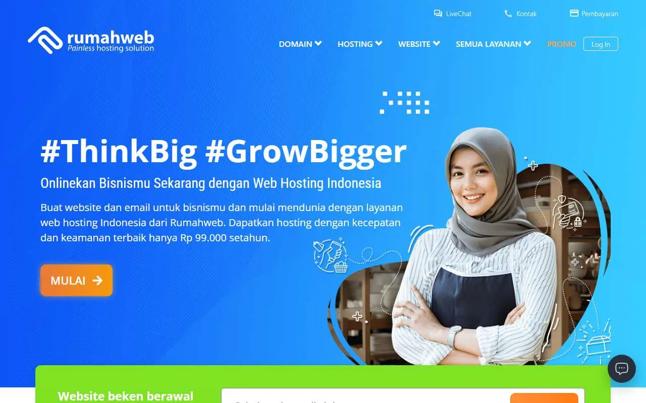 Tampilan website resmi Rumahweb (rumahweb.com)