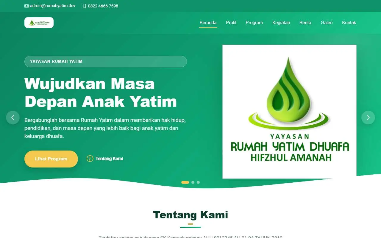 Tampilan website resmi Rumah Yatim (rumahyatim.or.id)