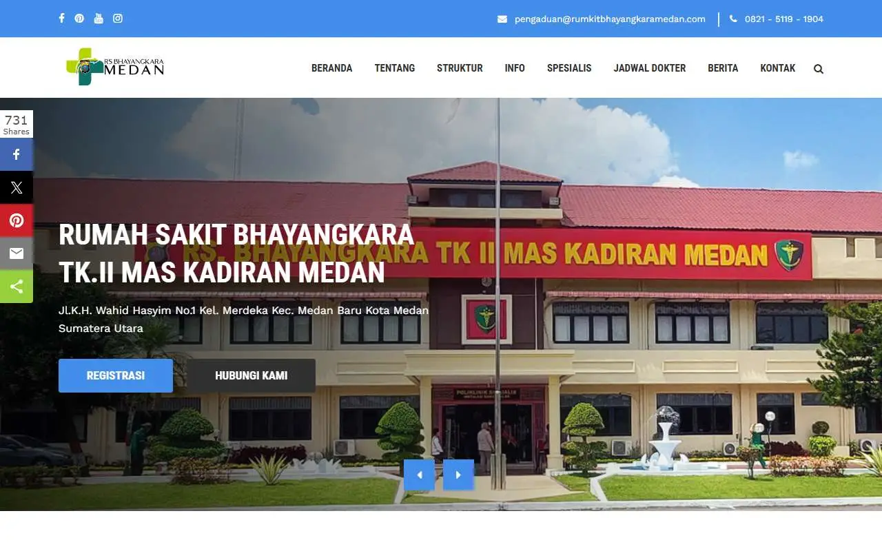 Tampilan website resmi RS Bhayangkara Medan (rumkitbhayangkaramedan.com)