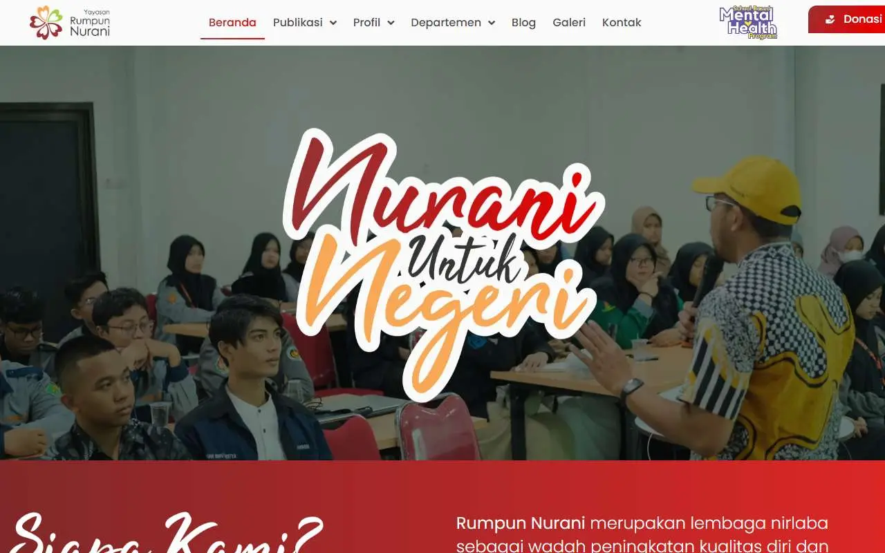 Tampilan website resmi Yayasan Rumpun Nurani (rumpunnurani.org)
