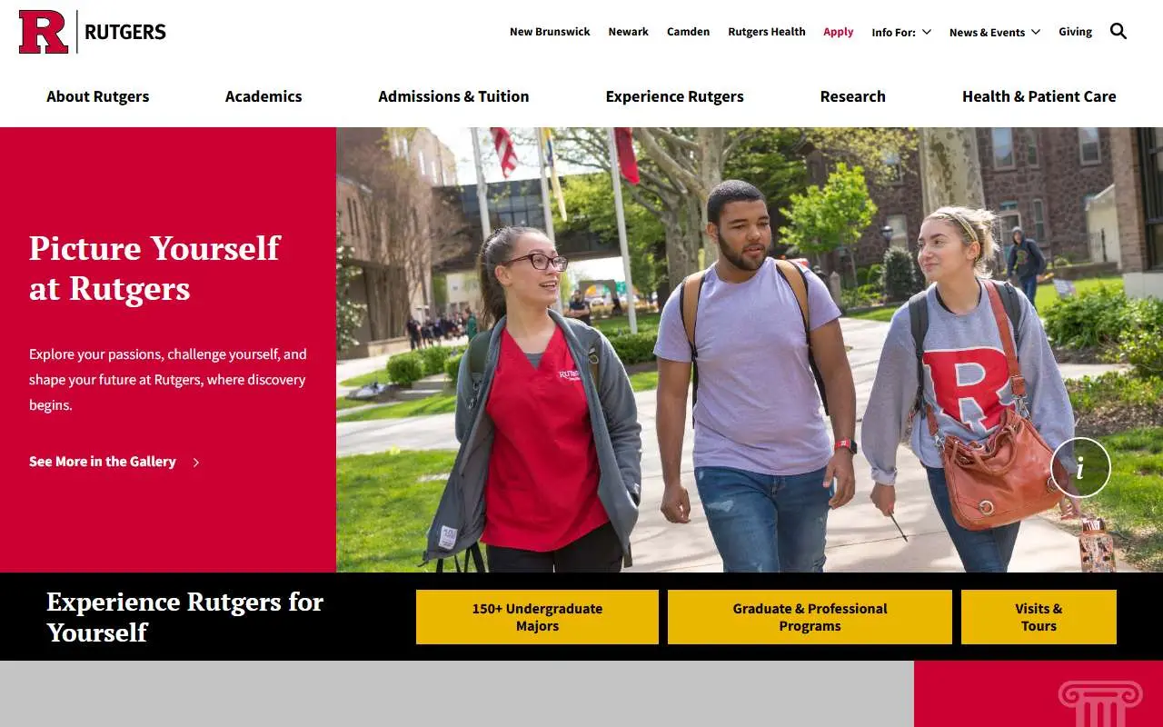 Tampilan website resmi Rutgers University (rutgers.edu)
