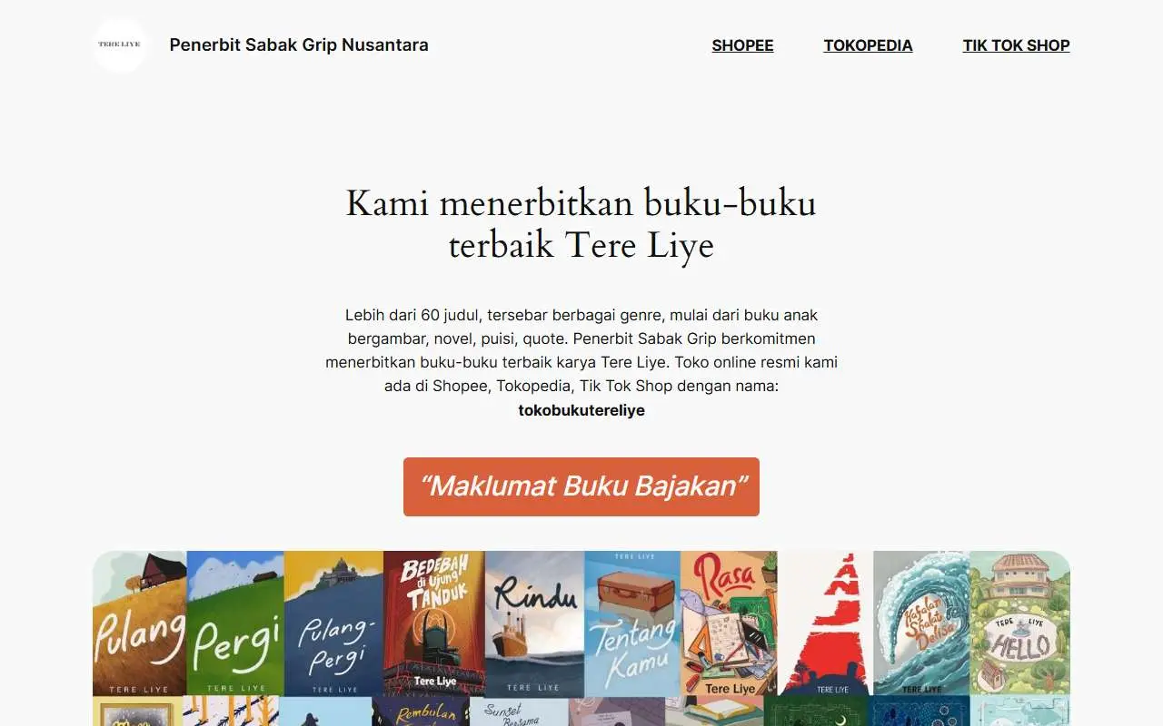 Tampilan website resmi Sabak Grip (sabakgripnusantara.com)