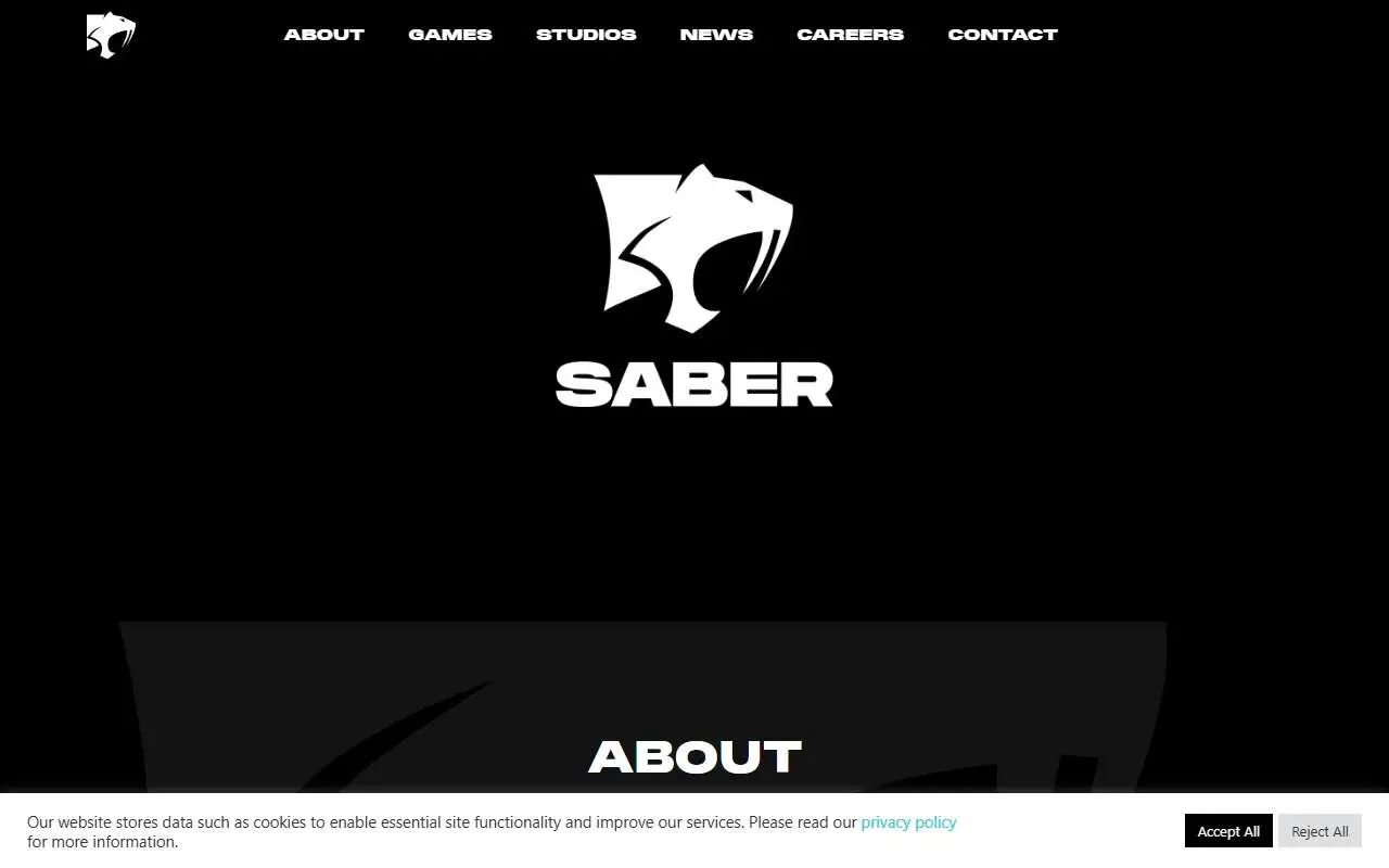 Tampilan website resmi Saber Interactive (saber.games)