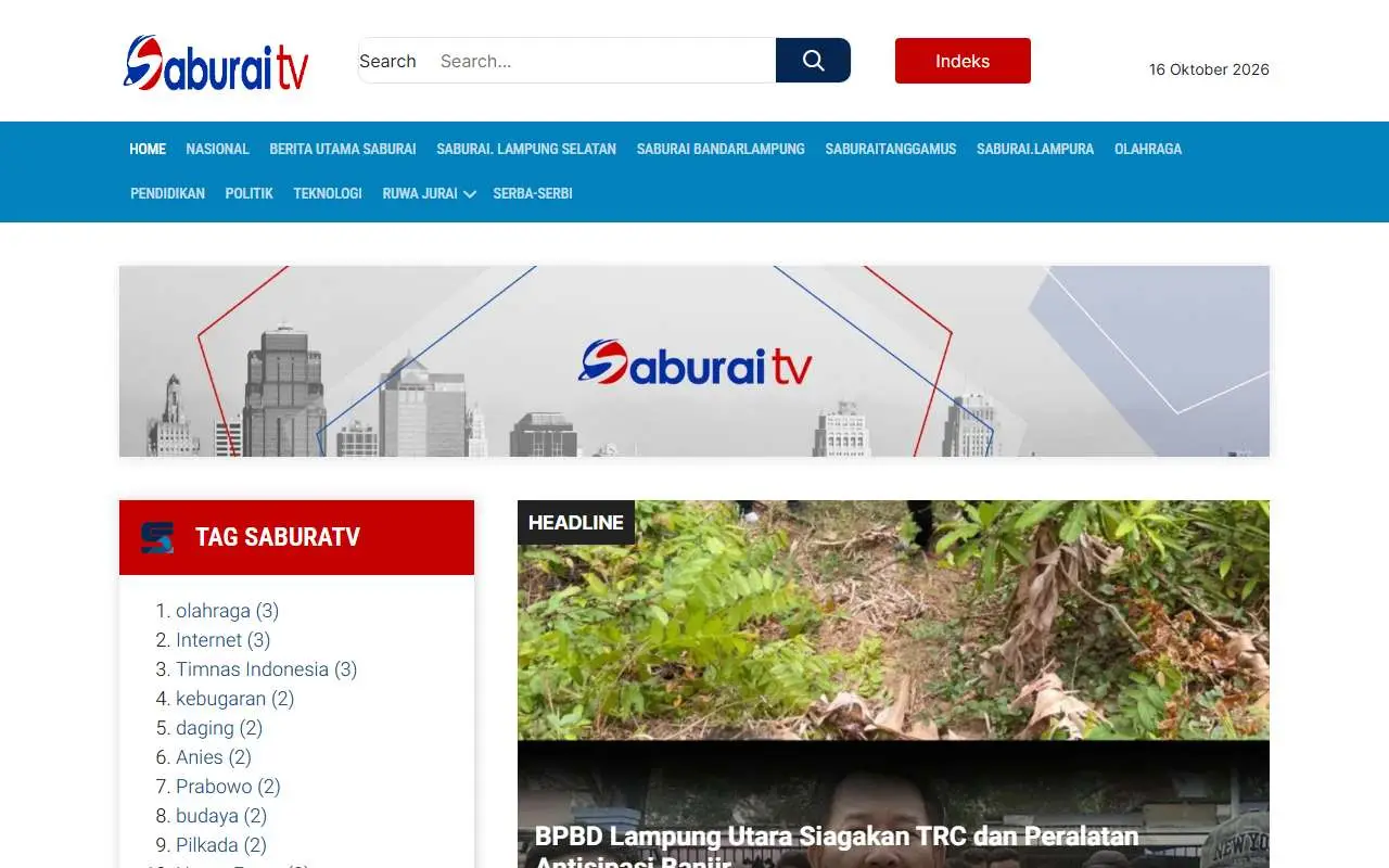 Tampilan website resmi Saburai TV (saburaitv.com)