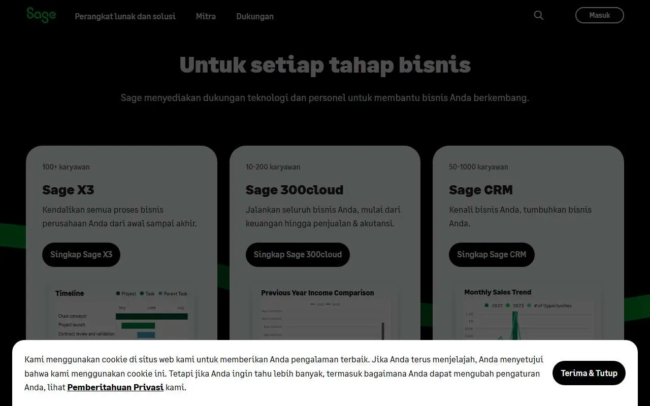 Tampilan website resmi Sage Group (sage.com)