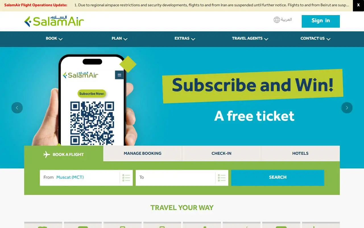 Tampilan website resmi SalamAir (salamair.com)