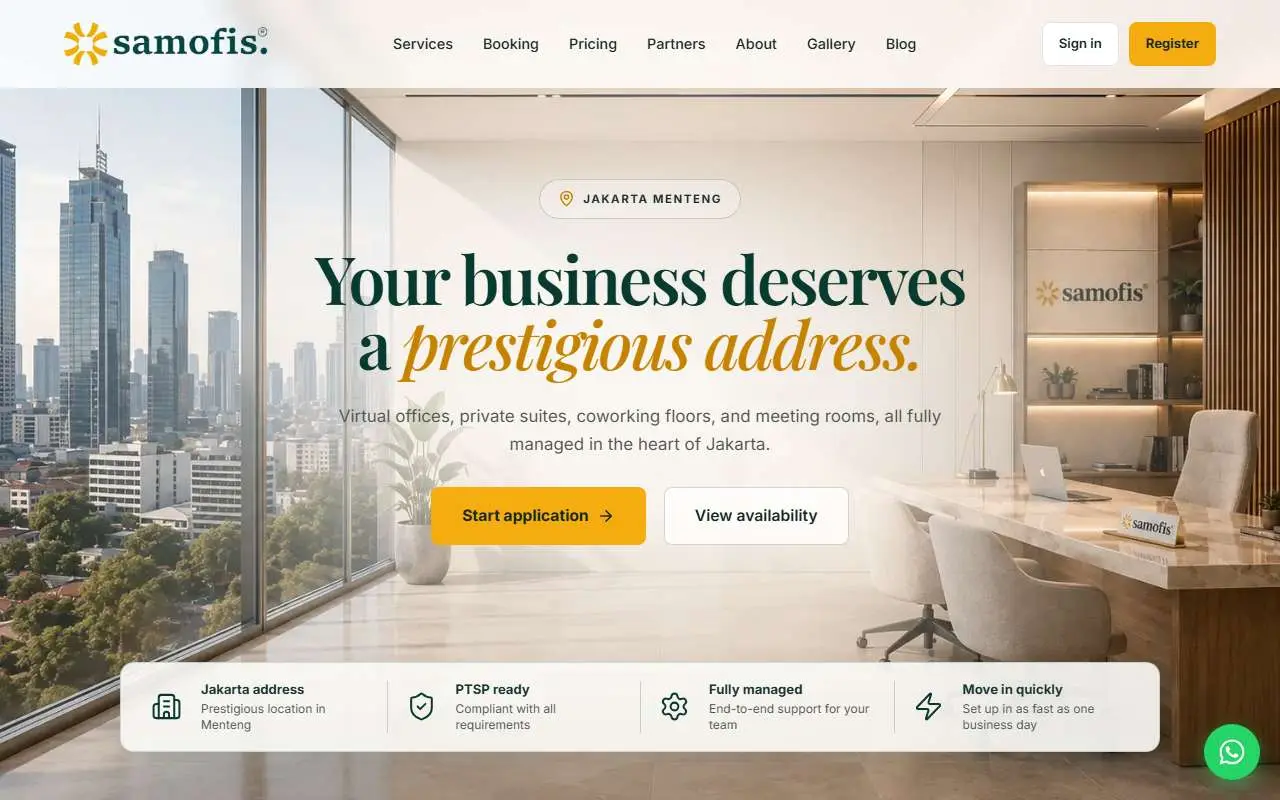 Tampilan website resmi Samofis (samofis.com)