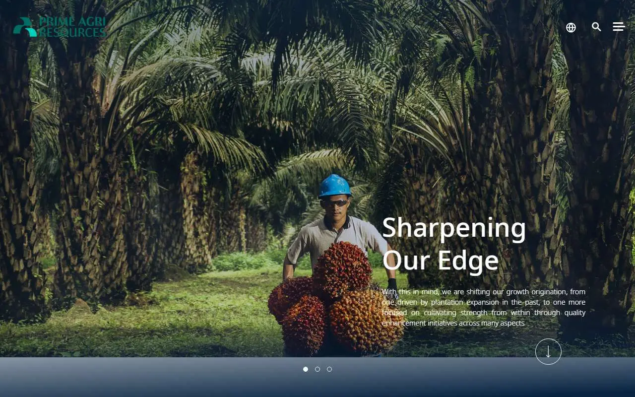 Tampilan website resmi Prime Agri Resources (Sampoerna Agro) (primeagriresources.com)