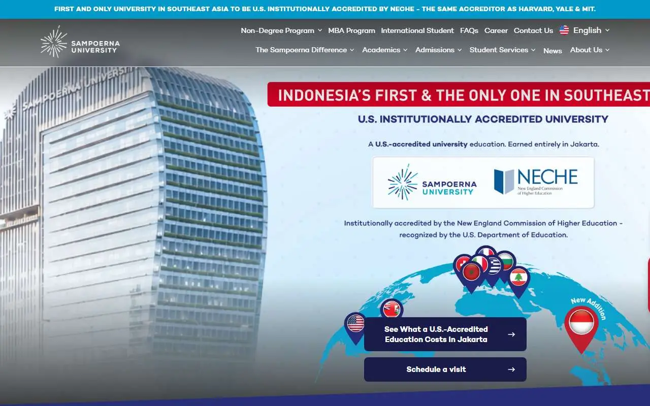 Tampilan website resmi Universitas Sampoerna (sampoernauniversity.ac.id)