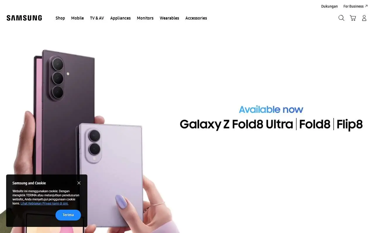 Tampilan website resmi Samsung Indonesia (samsung.com)