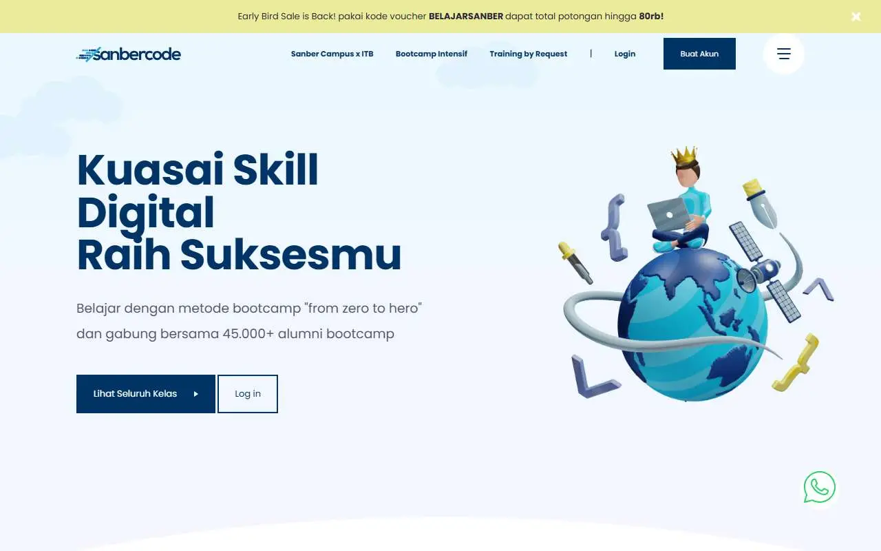 Tampilan website resmi Sanbercode (sanbercode.com)
